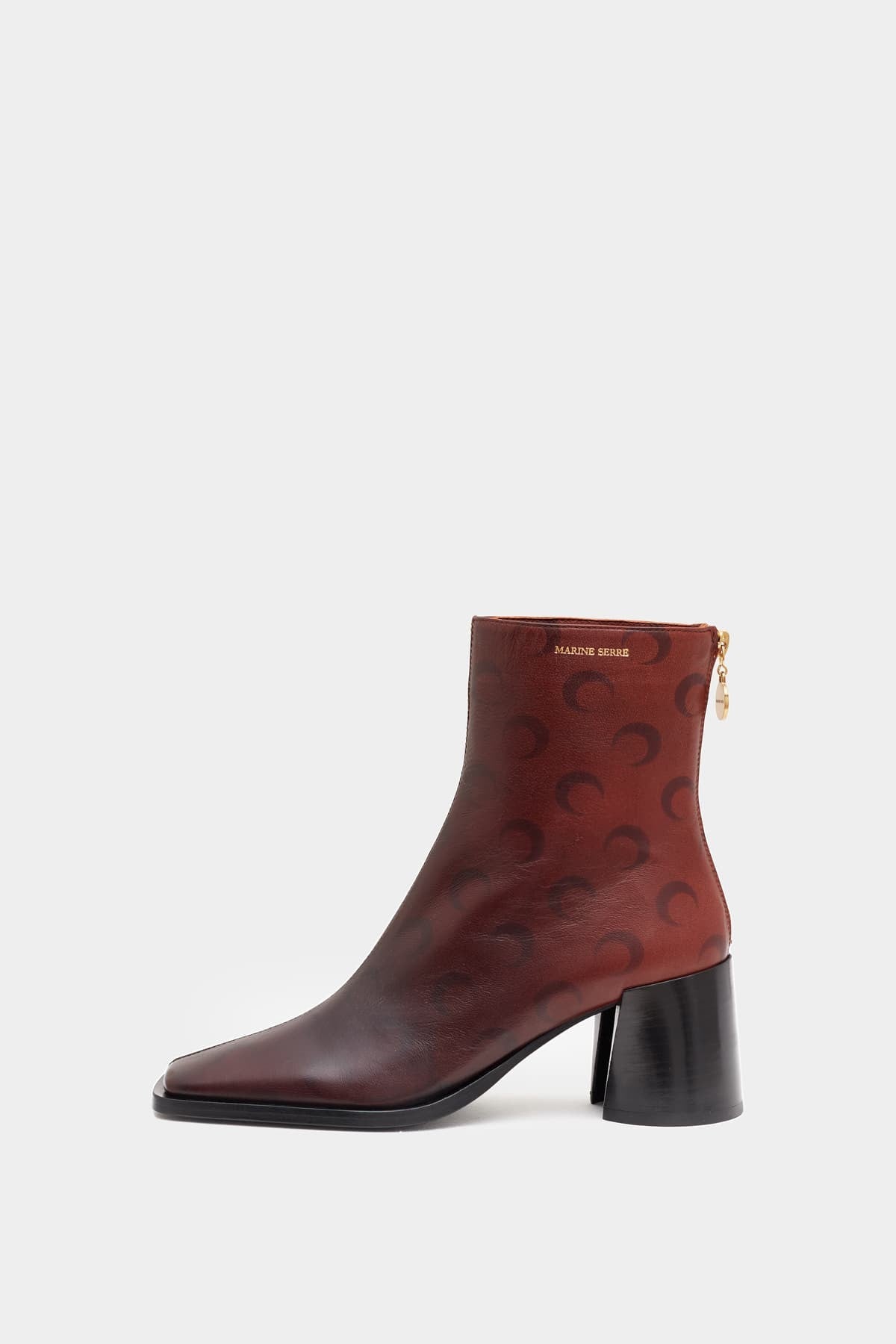 MARINE SERRE BROWN AIRBRUSHED CRAFTED LEATHER ANKLE BOOTS