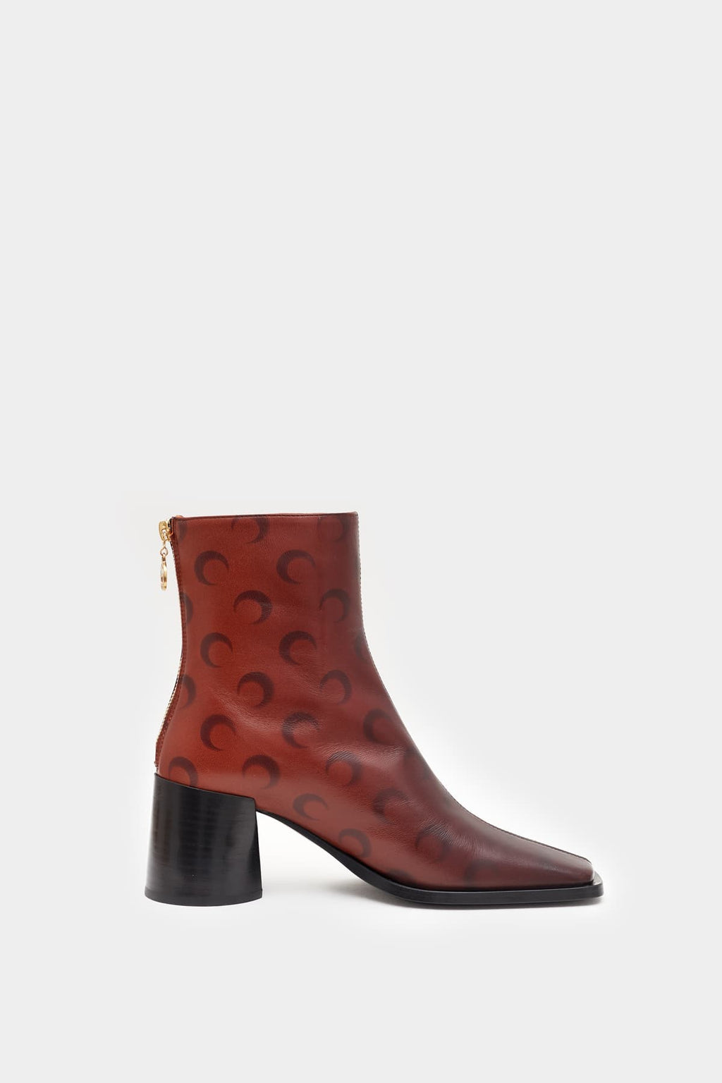 MARINE SERRE BROWN AIRBRUSHED CRAFTED LEATHER ANKLE BOOTS
