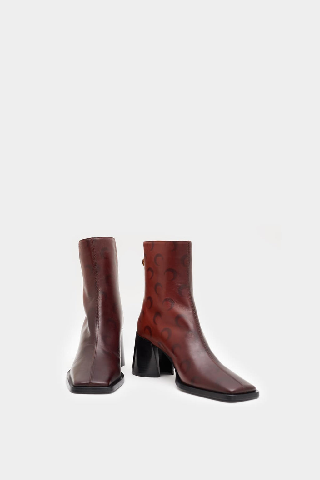MARINE SERRE BROWN AIRBRUSHED CRAFTED LEATHER ANKLE BOOTS