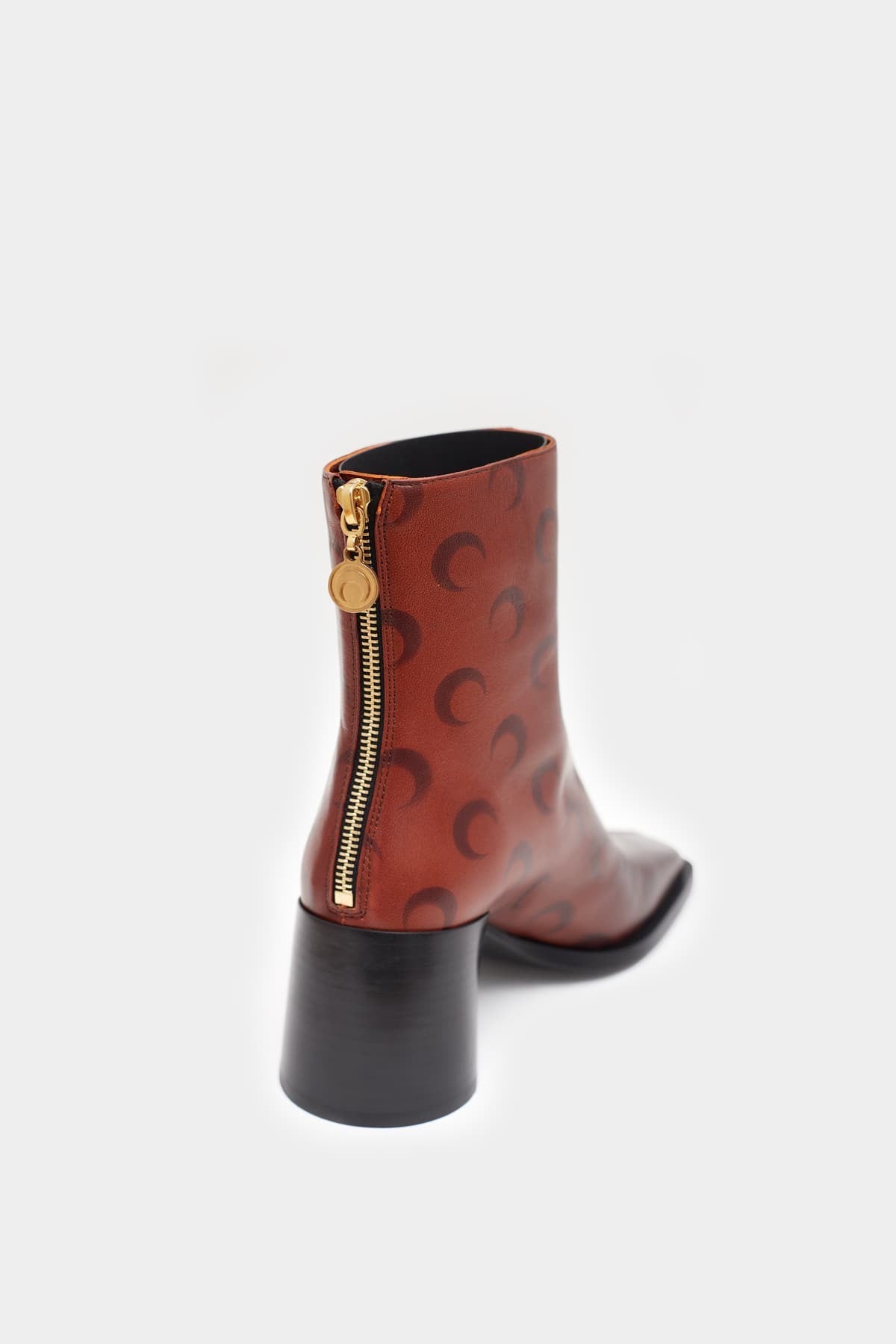 MARINE SERRE BROWN AIRBRUSHED CRAFTED LEATHER ANKLE BOOTS