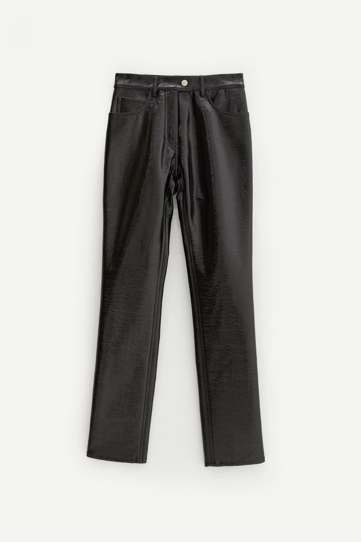 COURREGES BLACK REEDITION 5 POCKET VINYL PANTS