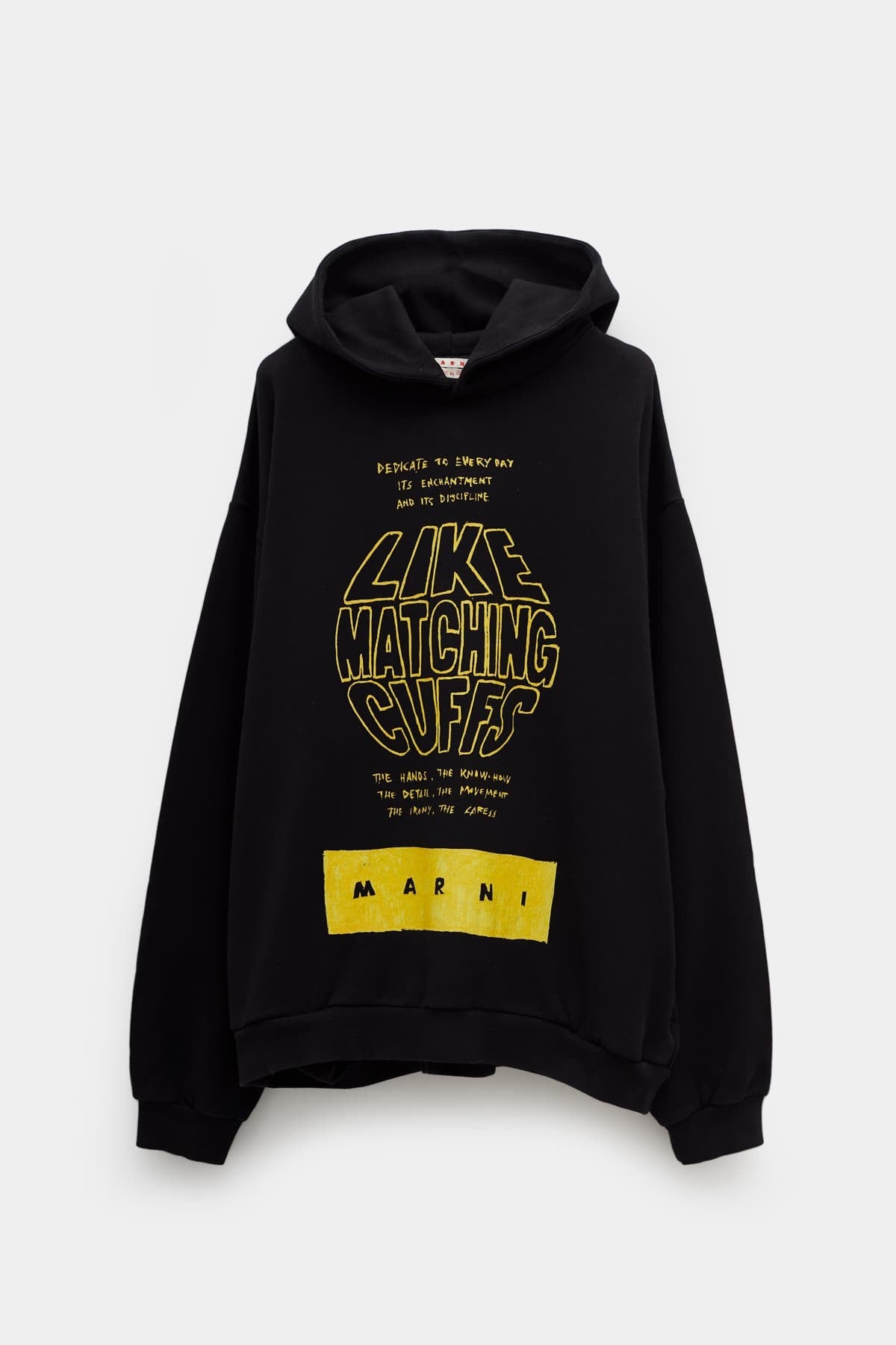 MARNI BLACK MAXI SLOGAN PRINT HOODIE
