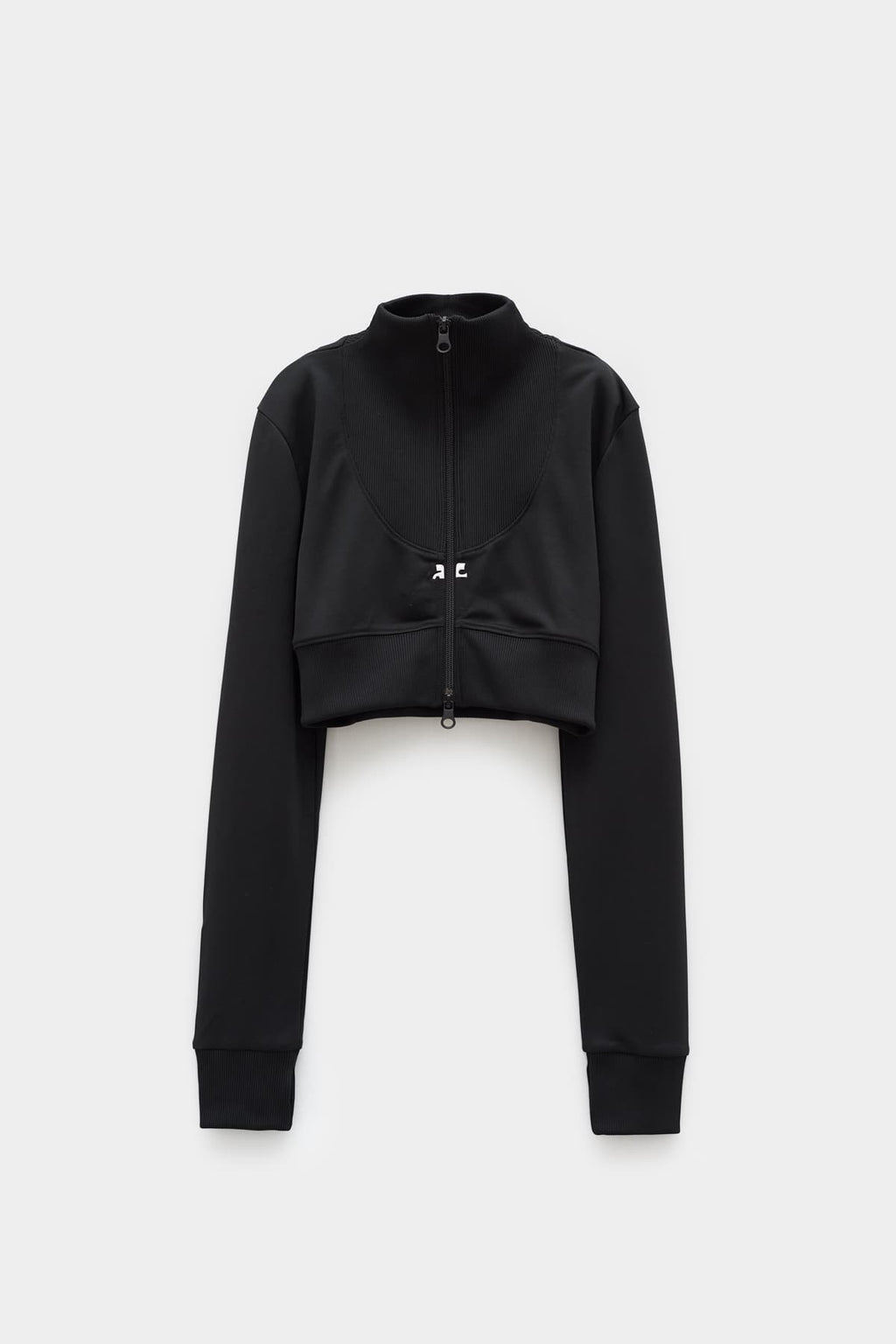COURREGES BLACK MAXI RIB TRACKSUIT CROPPED JACKET