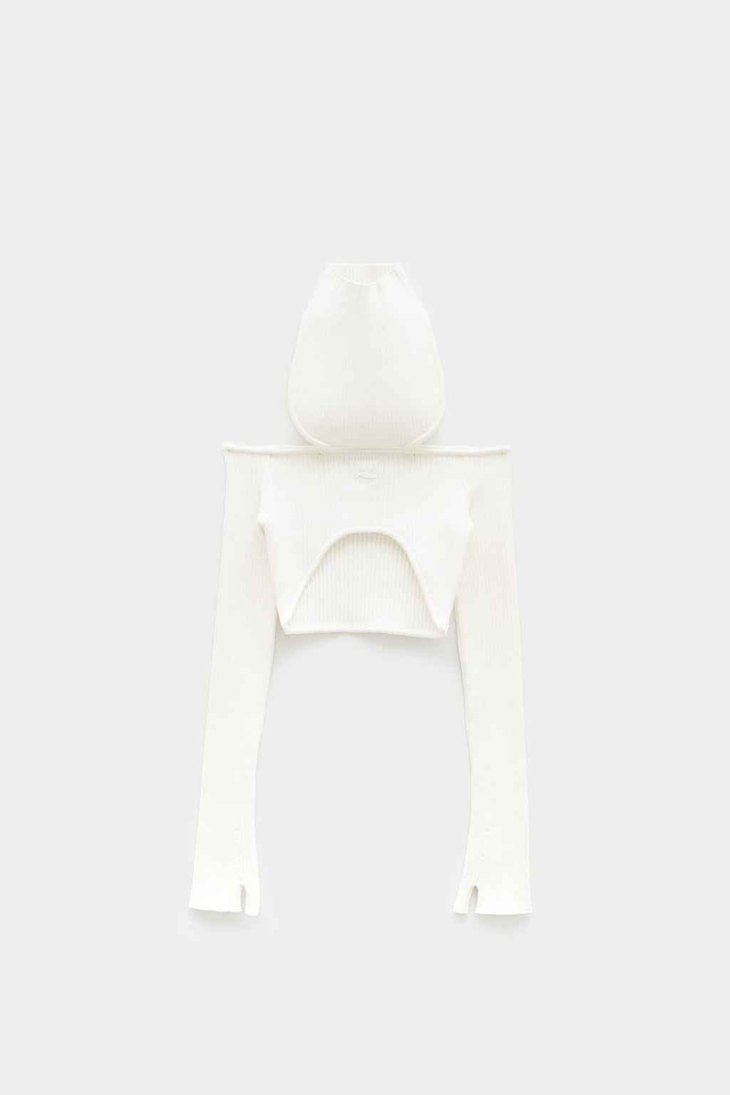 COURREGES HERITAGE WHITE RIB KNIT HOLLISTIC BRA