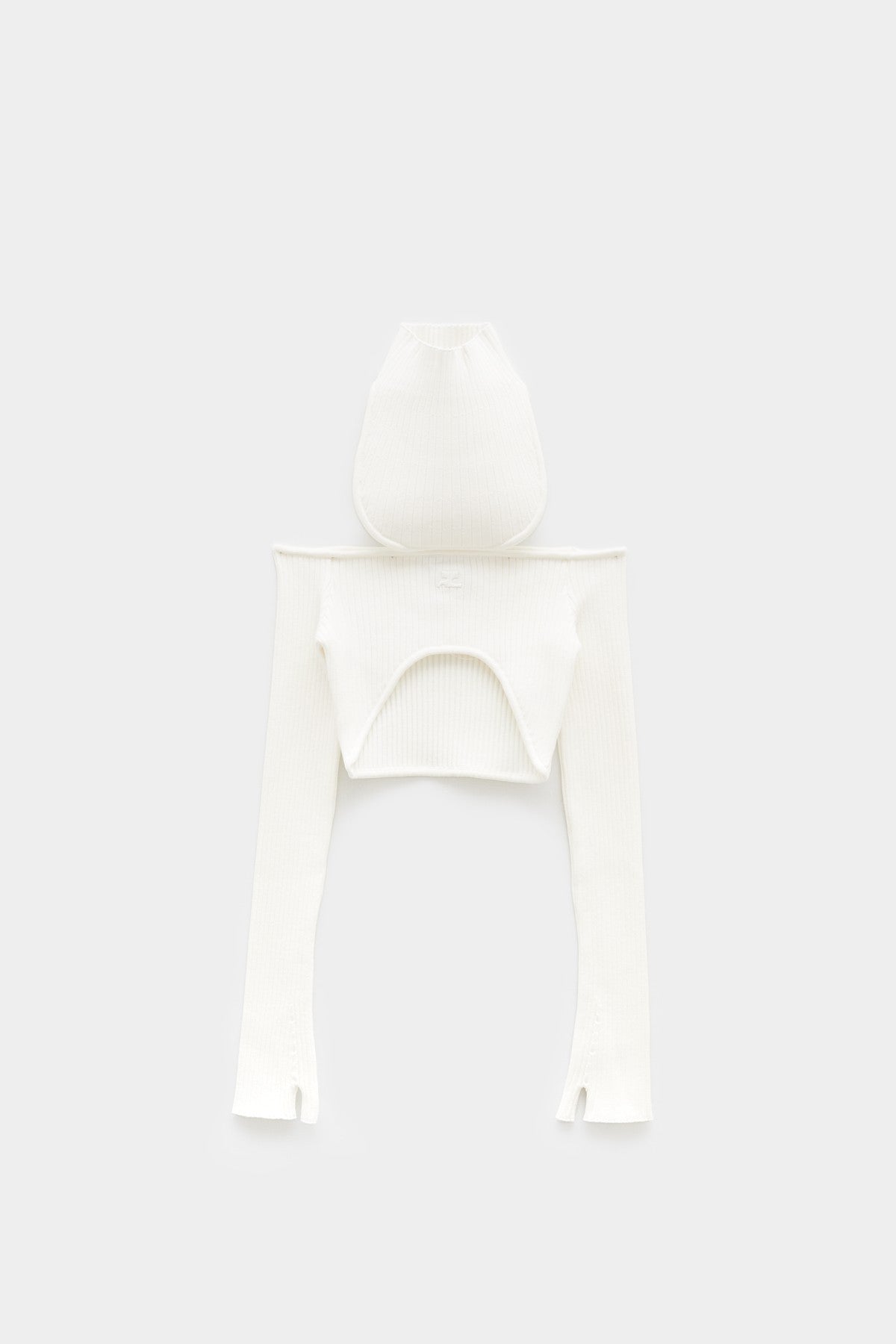 COURREGES HERITAGE WHITE RIB KNIT HOLLISTIC BRA